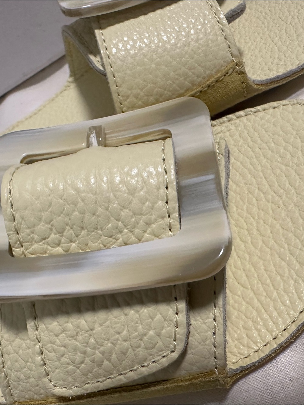 Definery pale Yellow loop open Leather Slide Sandals 35 made in Italy slhoes New - Picture 7 of 16